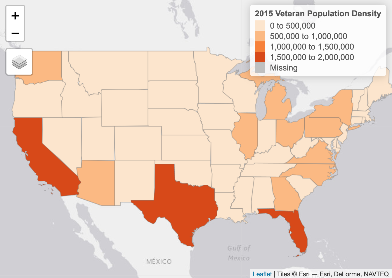 Hvor bor de fleste amerikanske veteraner?